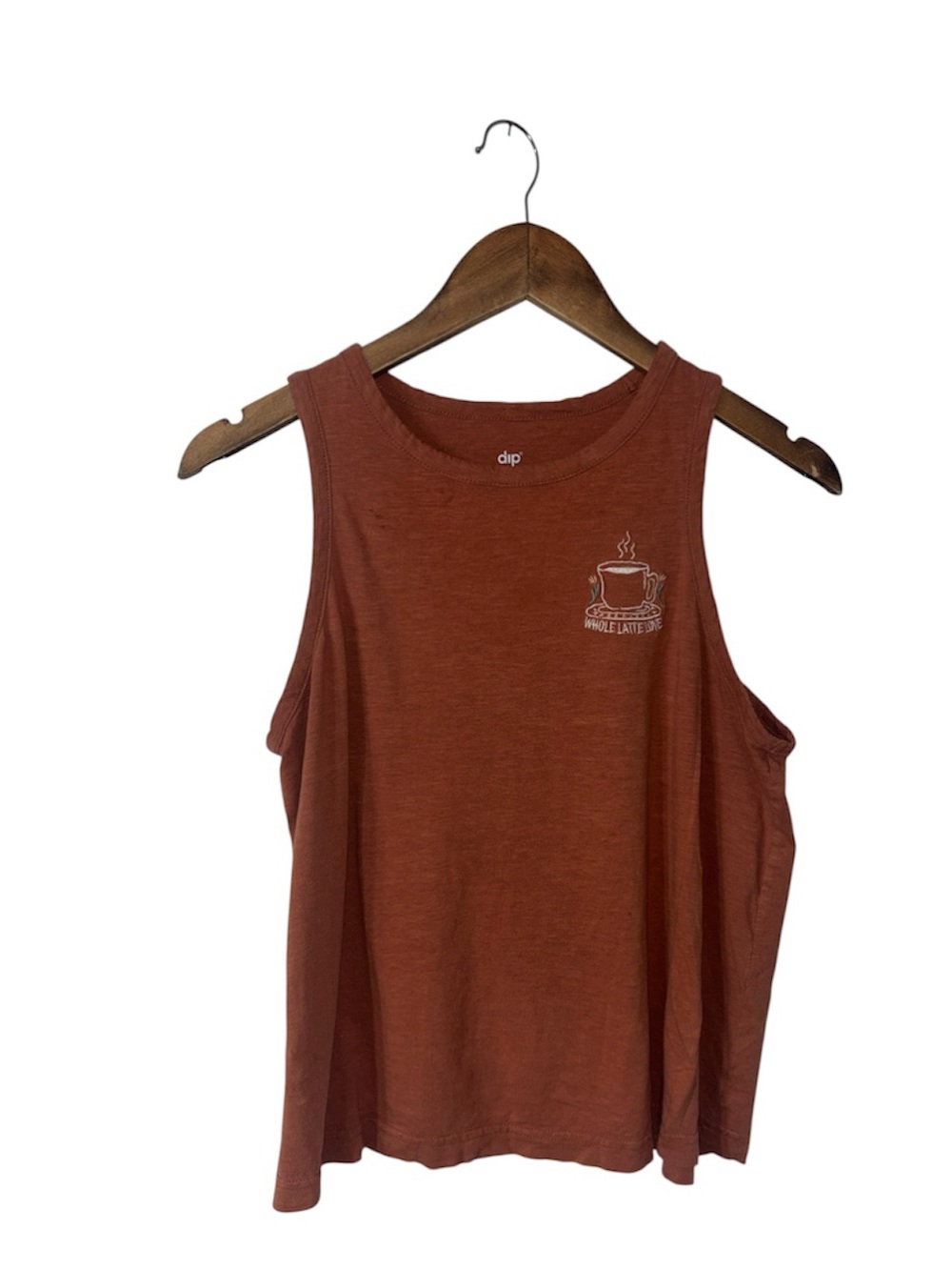 Dip Coffee 100% Organic Cotton Burnt Orange Brown Tank Top Barista Size Medium